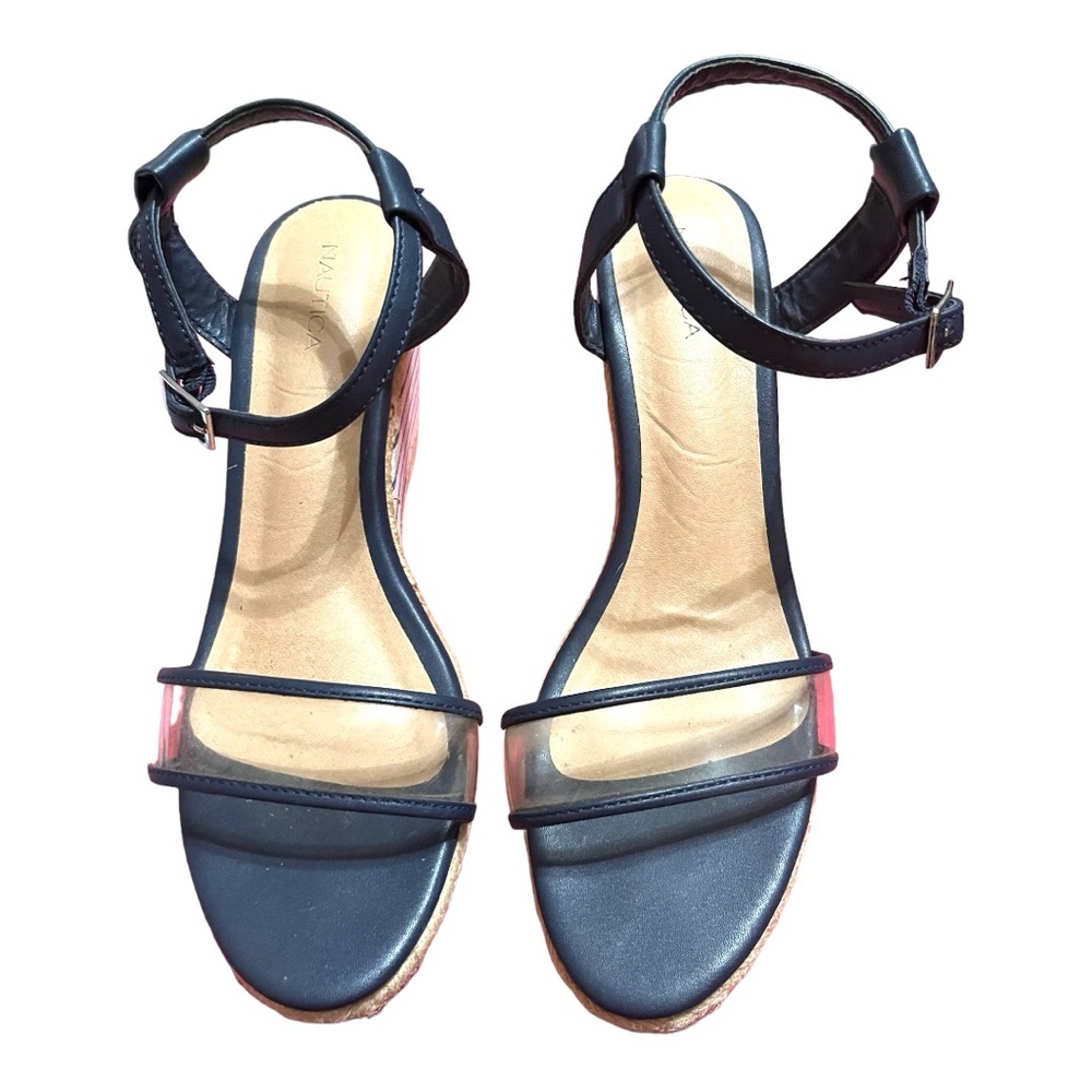 Nautical Wedge Clear Strap Sandal 10